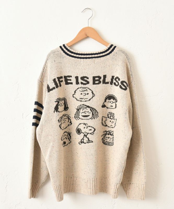 CUBE SUGAR｜Peanuts ライン入Vネックプルオーバー [[15075578]][C]