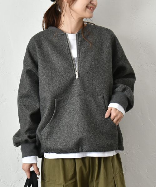 Gives a sense of fullment｜ハーフZIPドロストプルオーバー [[854100]][C]