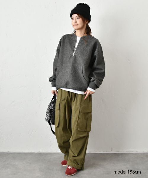 Gives a sense of fullment｜ハーフZIPドロストプルオーバー [[854100]][C]
