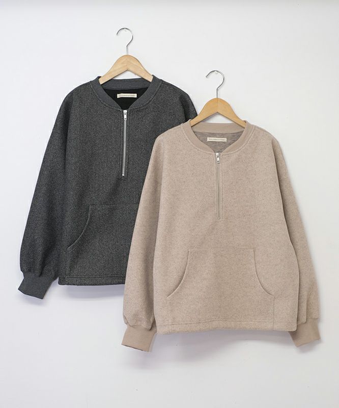 Gives a sense of fullment｜ハーフZIPドロストプルオーバー [[854100]][C]