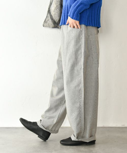 NARU｜綿麻ウール千鳥ノッポパンツ [[659926]][C]