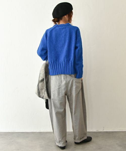 NARU｜綿麻ウール千鳥ノッポパンツ [[659926]][C]