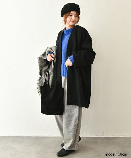 NARU｜綿麻ウール千鳥ノッポパンツ [[659926]][C]