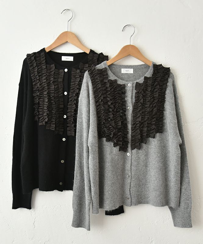 hagumu｜フリルクルーネックカーデ [[ha-CD-31]][C]