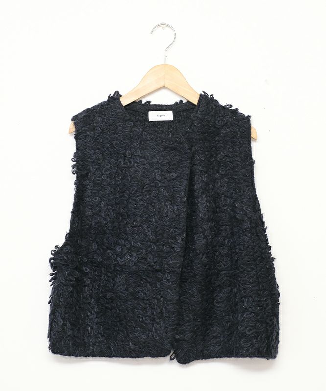 hagumu｜ふわふわループ編みショートベスト [[ha-BE-37]][C]