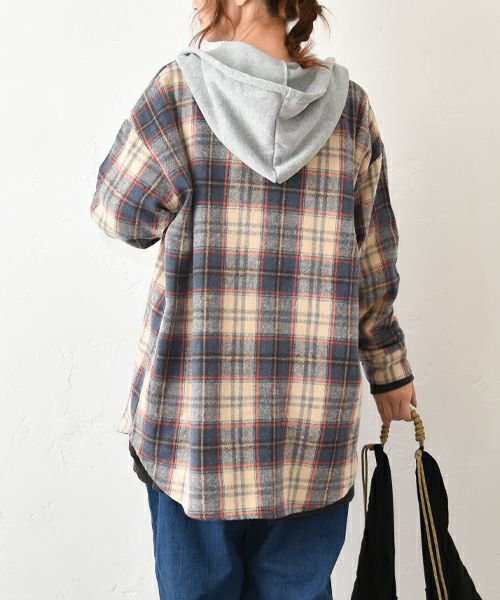 IN THE MARKET｜裏起毛フード付きシャツ [[4267041]][C]