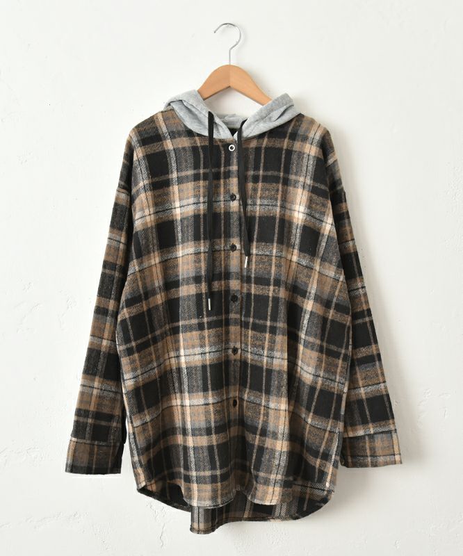 IN THE MARKET｜裏起毛フード付きシャツ [[4267041]][C]