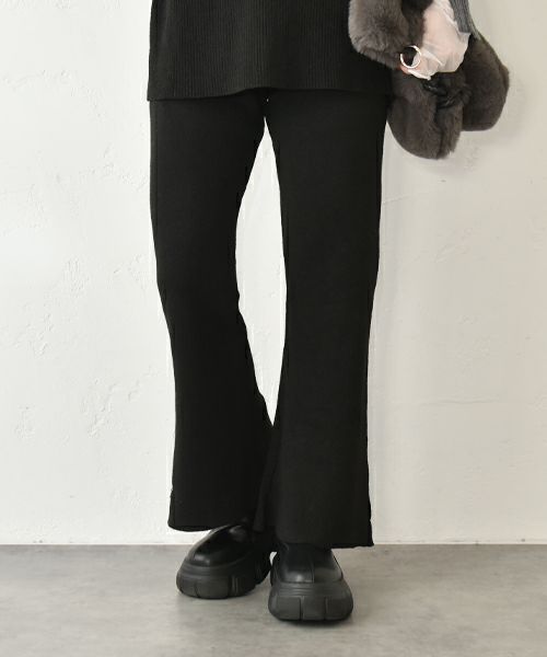 HUMS｜ニットセミフレアスリットパンツ [[32665Y234]][C]