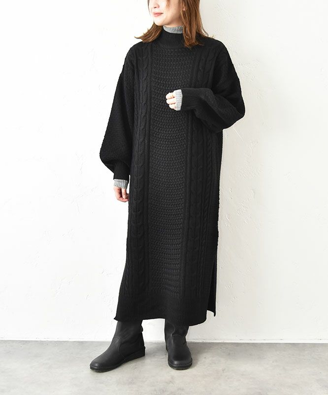 hagumu｜ケーブルハイネックワンピース [[34015352]][C]