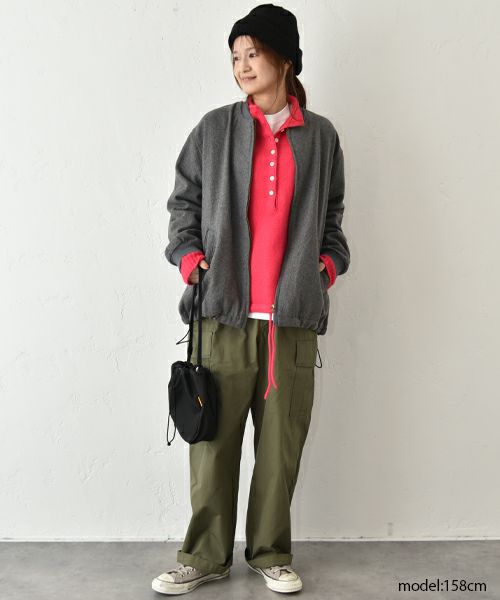 Our.｜圧縮ウール風ジップアップアウター [[131335H]][C]