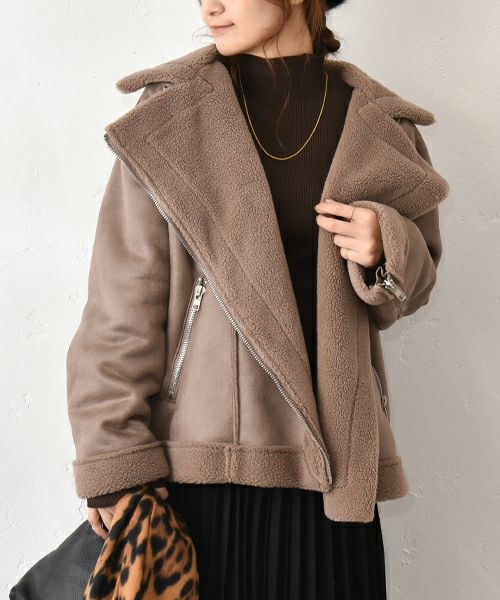 HUMS｜ムートン風ライダースジャケット [[MT-0476]][C]