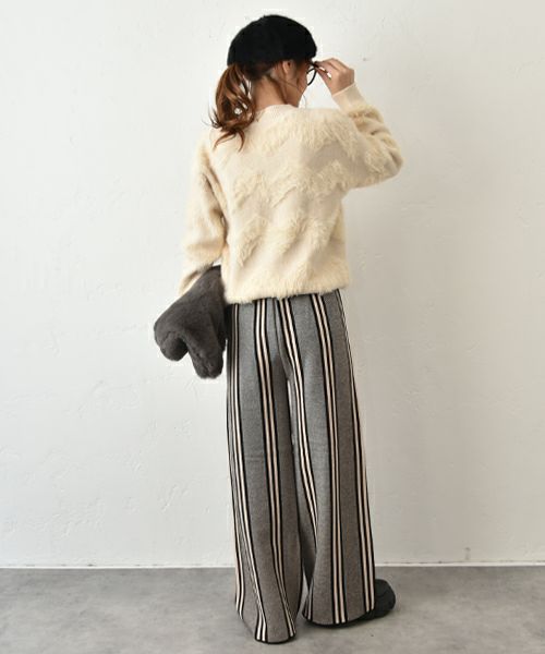  HUMS｜シャギー切替ニット [[4104523]][C]