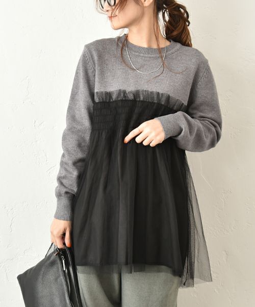 HUMS｜異素材切り替えニット [[9104525]][C]