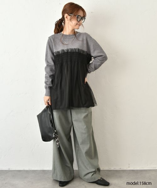 HUMS｜異素材切り替えニット [[9104525]][C]