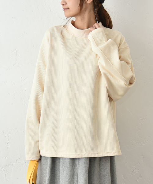 Our.｜カットリブ素材　モックネックプルオーバー [[C-9044]][C]