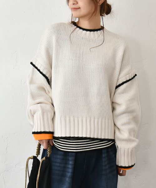 IN THE MARKET｜配色ニットプルオーバー [[HU-825352]][C]