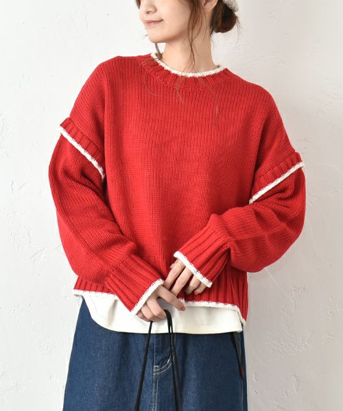 IN THE MARKET｜配色ニットプルオーバー [[HU-825352]][C]