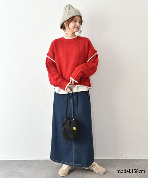 IN THE MARKET｜配色ニットプルオーバー [[HU-825352]][C]