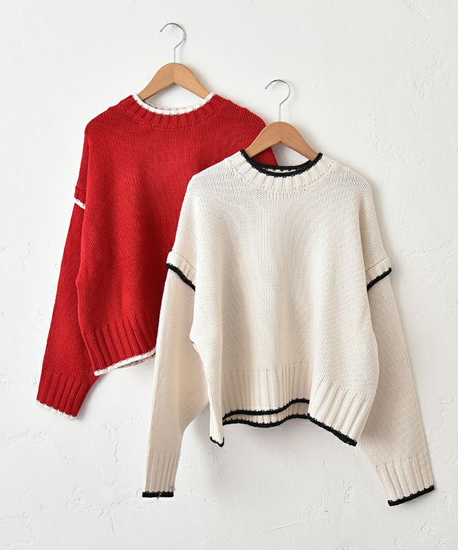  IN THE MARKET｜配色ニットプルオーバー [[HU-825352]][C]