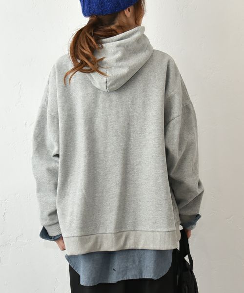 Our.｜裏起毛スウェット　配色ストリングパーカー [[C-9046]][C]
