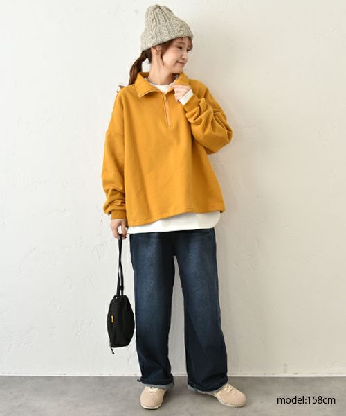 IN THE MARKET｜ハーフジップ裏起毛スウェット （裾ドローコード付き）[[C-2440]][C]