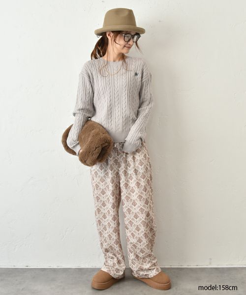 HUMS｜ダマスク柄細コールストレートパンツ [[C-5108]][C]