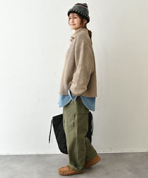 Our.｜ハーフジップリブ編みニットプルオーバー [[MT-0492]][C]