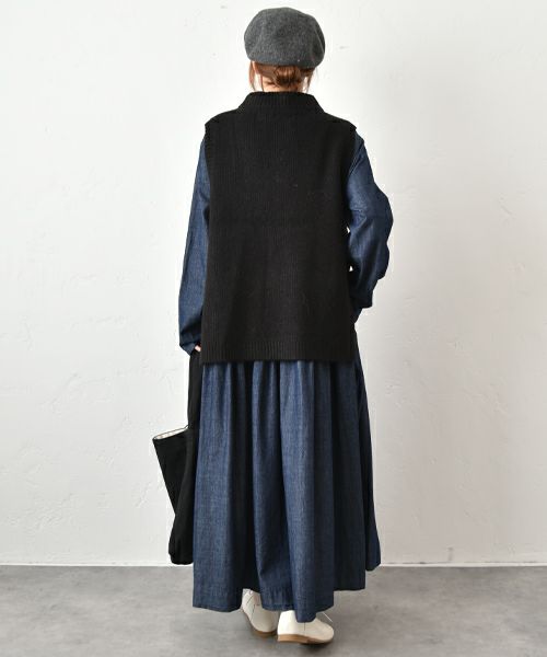  OMEKASI｜デニムタック前開きワンピース [[hag-111-IND]][C]