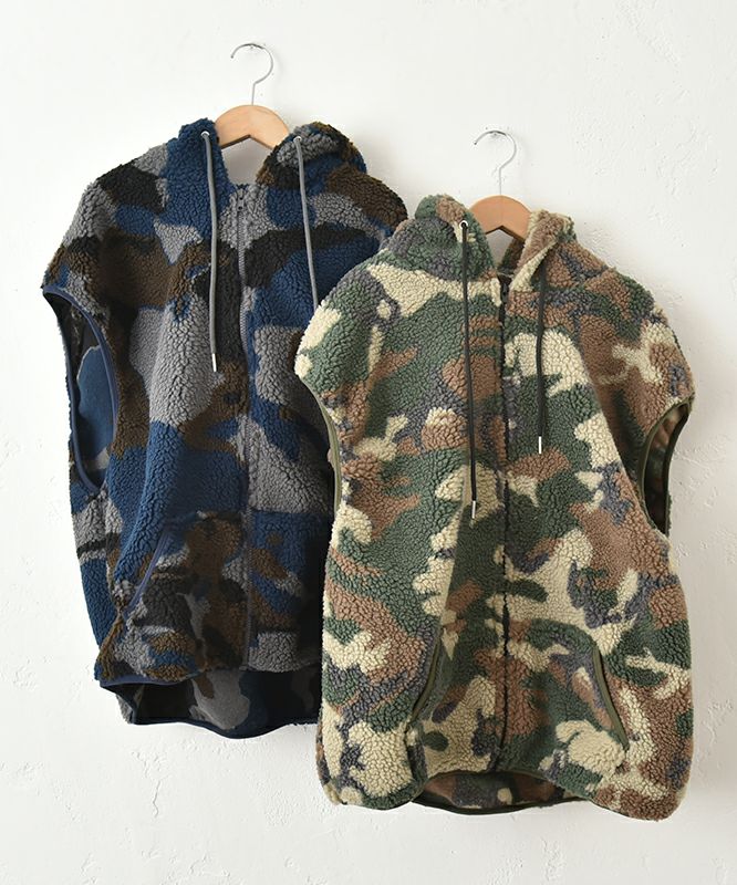  IN THE MARKET｜カモフラ柄ボアベスト [[C-2517]][C]