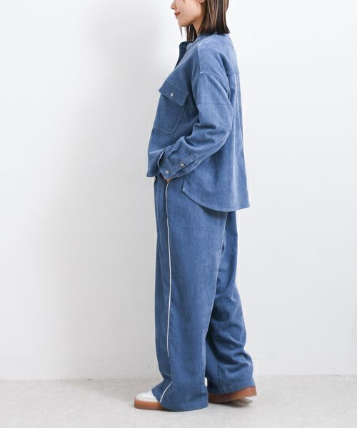 Wrapin nine 9｜ストレッチコールテンバンドカラーシャツ [[IZK25078