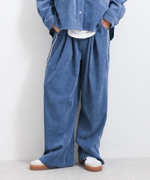 パンツ rikkun Wrapin nine 9｜ストレッチコールテンパイピングタックパンツ