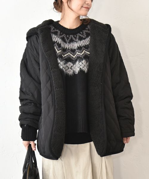 hagumu｜裏ボアフード付きキルティングジャケット [[50099352]][C]
