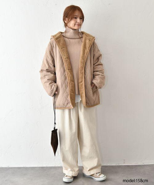 hagumu｜裏ボアフード付きキルティングジャケット [[50099352]][C]