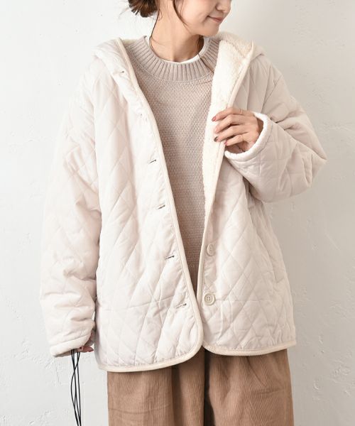 hagumu｜裏ボアフード付きキルティングジャケット [[50099352]][C]