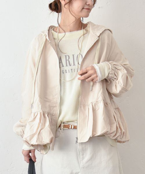 HUMS｜バルーンヘムフード付きブルゾン [[310352]][C]