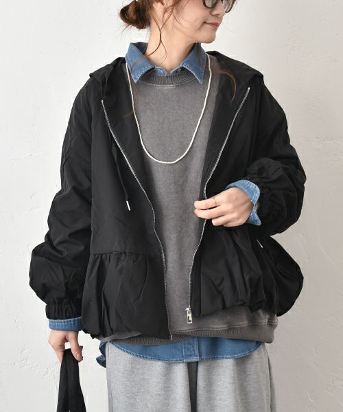 HUMS｜バルーンヘムフード付きブルゾン [[310352]][C]