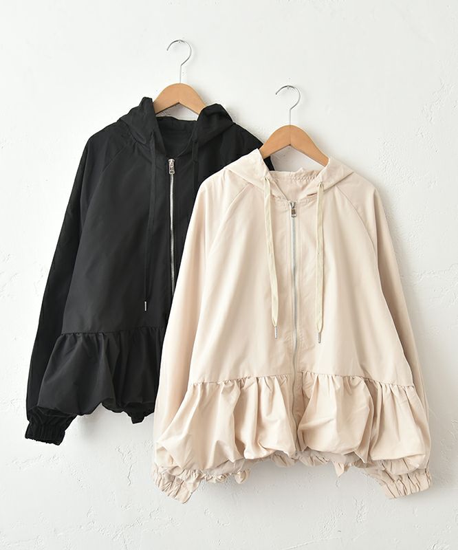 HUMS｜バルーンヘムフード付きブルゾン [[310352]][C]