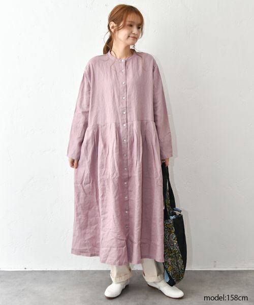 08Mab｜リネン切替前開きワンピース [[CF-1025HF1287]][C]