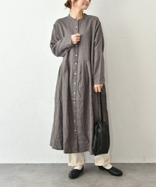 08Mab｜リネン切替前開きワンピース [[CF-1025HF1287]][C]
