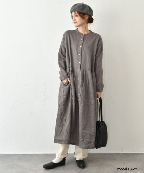 08Mab｜リネン切替前開きワンピース [[CF-1025HF1287]][C]