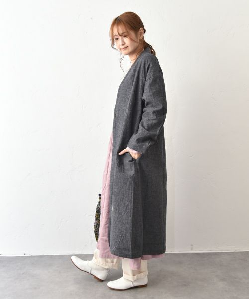 08Mab｜綿麻ダブルガーゼロングコート [[CF-1025HF13MS11]][C]