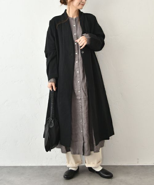 08Mab｜綿麻ダブルガーゼロングコート [[CF-1025HF13MS11]][C]