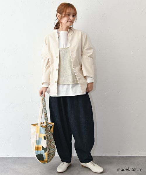 08Mab｜リネンコットンデニム切替ボールパンツ [[CF-1224HF1100]][C]