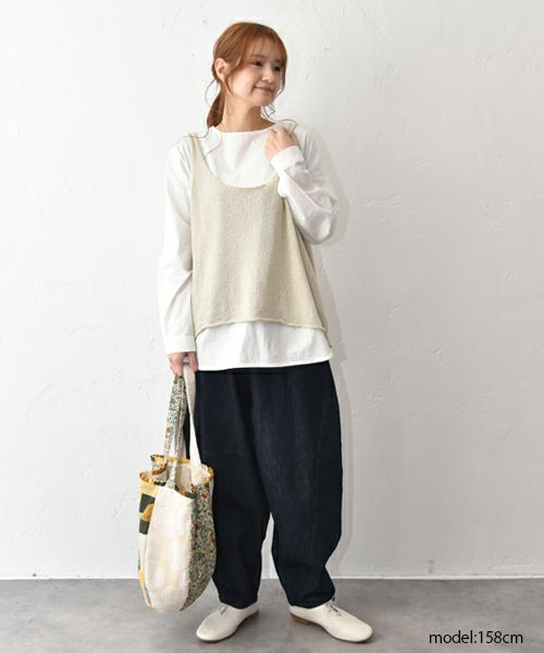 08Mab｜リネンコットンデニム切替ボールパンツ [[CF-1224HF1100]][C]