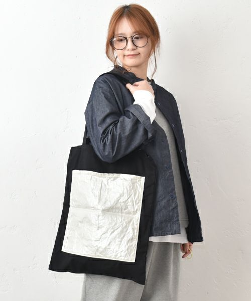 prit｜オックス×リネン箔プリントビッグポケットトート [[P01601]][C]