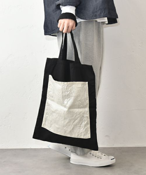 prit｜オックス×リネン箔プリントビッグポケットトート [[P01601]][C]