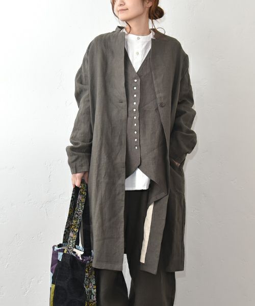 08Mab｜リネンテーラードロングジャケット [[CF-1225HF1336]][C]