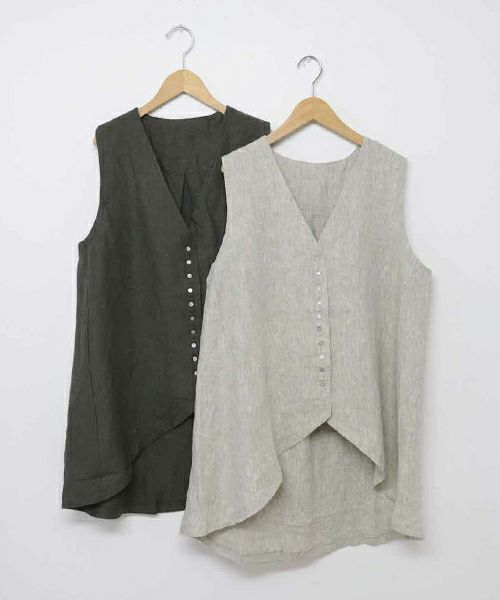 08Mab｜リネン多ボタンベスト [[CF-824HF1020]][C]