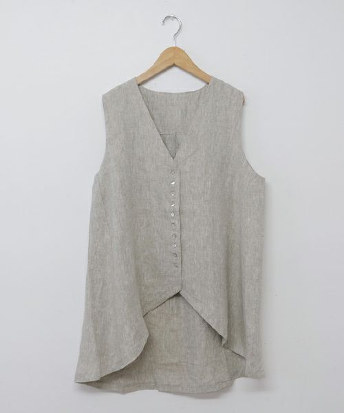 08Mab｜リネン多ボタンベスト [[CF-824HF1020]][C]08Mab｜リネン多ボタンベスト [[CF-824HF1020]][C]