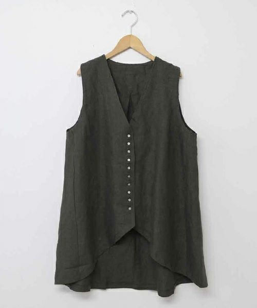 08Mab｜リネン多ボタンベスト [[CF-824HF1020]][C]
